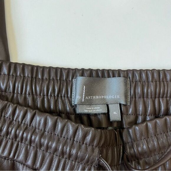 Anthropologie Faux Leather Brown Drawstring Pant XL - Picture 2 of 11